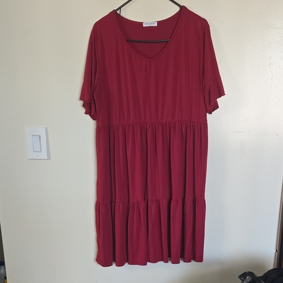 Smallshow Ruffle Sleeves Elegant Maternity in Rich Burgundy Size Xl - Picture 3 of 5